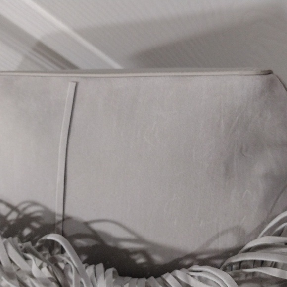 Grey Leather Fringe Drawstring Handbag by Samantha Vega – Magnetic Closure Bag - Picture 9 of 17